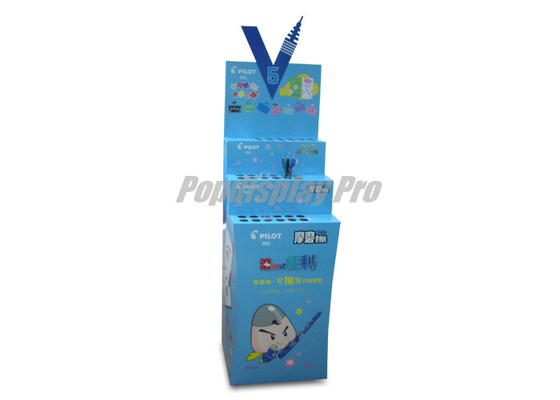 Portable Retail Cardboard Floor Displays 3 Stair - Shelf For Holding Pens