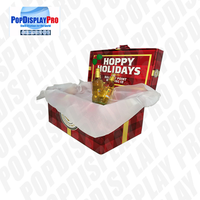 Seasonal Custom Cardboard POP Displays 3D Ribbon On Top For Draft Beer Drinks