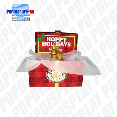 Seasonal Custom Cardboard POP Displays 3D Ribbon On Top For Draft Beer Drinks