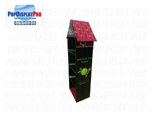 Promotional Counter Cardboard PDQ Displays Tubes 3 Shelf For Sale Macha Tea